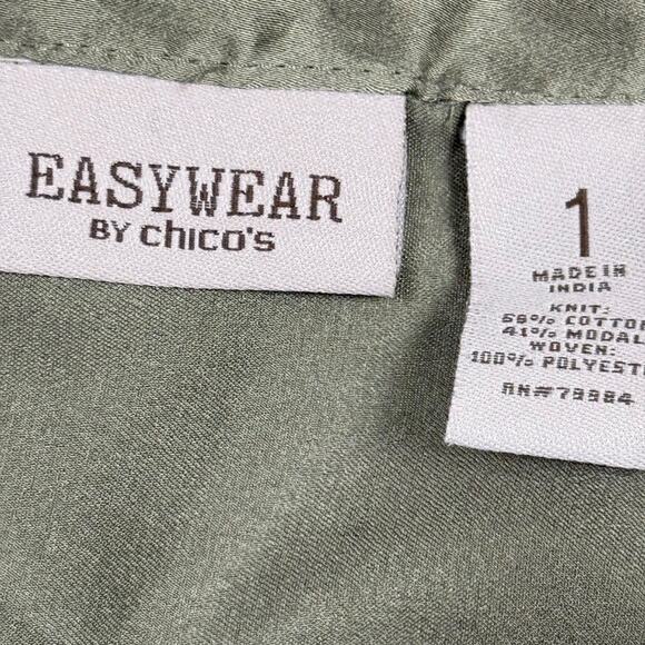 Easywear by Chicos Sage Green Blouson Cotton Blend Dolman Sleeve Dress sz 1 / M - Picture 16 of 16